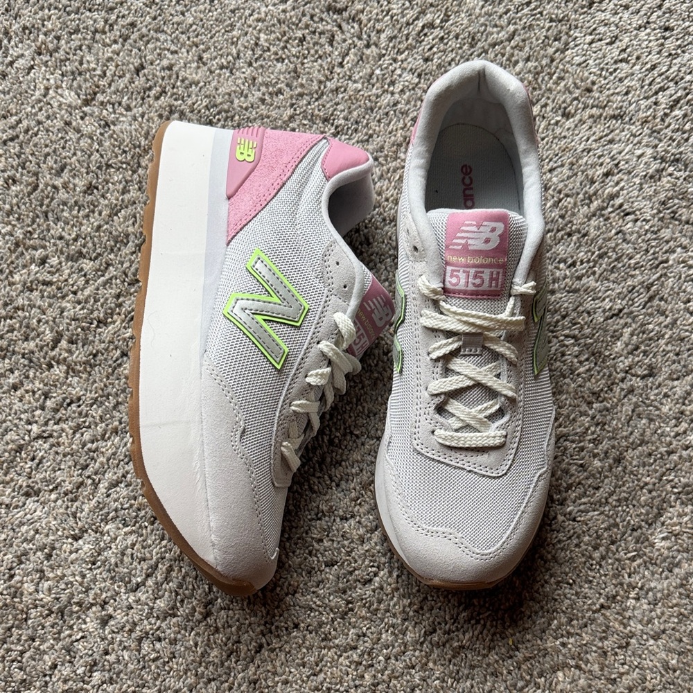 New Balance Women's Athletic Sneakers in Light Gray, Pink & Neon Green